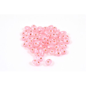 Twin bead 2.5x5mm transparent crystal pink silver lined terra